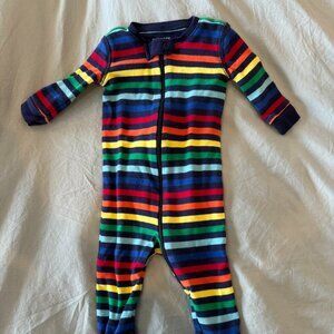 Primary Baby Organic Zip Footie - Rainbow Stripe (3-6M)